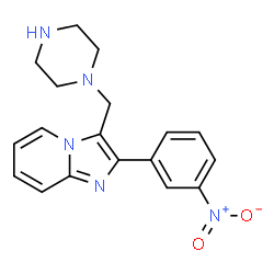 ChemSpider 2D Image | 2-(3-Nitrophenyl)-3-(1-piperazinylmethyl)imidazo[1,2-a]pyridine | C18H19N5O2