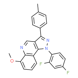 ChemSpider 2D Image | 1-(2,4-Difluorophenyl)-6-methoxy-3-(4-methylphenyl)-1H-pyrazolo[4,3-c]quinoline | C24H17F2N3O