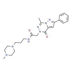 ChemSpider 2D Image | 2-(7-Methyl-4-oxo-2-phenylpyrazolo[1,5-d][1,2,4]triazin-5(4H)-yl)-N-[3-(4-methyl-1-piperazinyl)propyl]acetamide | C22H29N7O2