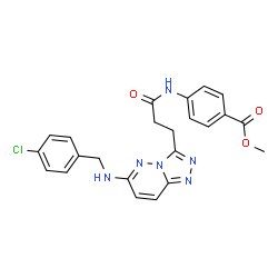 ChemSpider 2D Image | Methyl 4-[(3-{6-[(4-chlorobenzyl)amino][1,2,4]triazolo[4,3-b]pyridazin-3-yl}propanoyl)amino]benzoate | C23H21ClN6O3