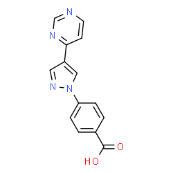 ChemSpider 2D Image | 4-[4-(4-Pyrimidinyl)-1H-pyrazol-1-yl]benzoic acid | C14H10N4O2