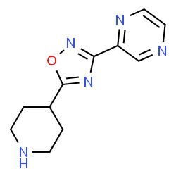 ChemSpider 2D Image | 2-(5-Piperidin-4-yl-1,2,4-oxadiazol-3-yl)pyrazine | C11H13N5O