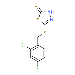 ChemSpider 2D Image | 5-[(2,4-Dichlorobenzyl)sulfanyl]-1,3,4-thiadiazole-2-thiol | C9H6Cl2N2S3