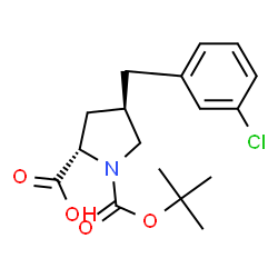 ChemSpider 2D Image | (4R)-4-(3-Chlorobenzyl)-1-{[(2-methyl-2-propanyl)oxy]carbonyl}-L-proline | C17H22ClNO4