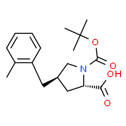 ChemSpider 2D Image | (4R)-4-(2-Methylbenzyl)-1-{[(2-methyl-2-propanyl)oxy]carbonyl}-L-proline | C18H25NO4