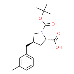 ChemSpider 2D Image | (4R)-4-(3-Methylbenzyl)-1-{[(2-methyl-2-propanyl)oxy]carbonyl}-L-proline | C18H25NO4