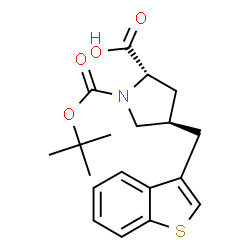 ChemSpider 2D Image | (4R)-4-(1-Benzothiophen-3-ylmethyl)-1-{[(2-methyl-2-propanyl)oxy]carbonyl}-L-proline | C19H23NO4S