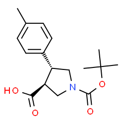 ChemSpider 2D Image | (3S,4R)-4-(4-Methylphenyl)-1-{[(2-methyl-2-propanyl)oxy]carbonyl}-3-pyrrolidinecarboxylic acid | C17H23NO4