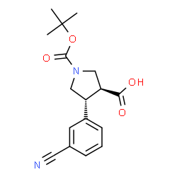 ChemSpider 2D Image | 1-(1,1-Dimethylethyl) (3S,4R)-4-(3-cyanophenyl)-1,3-pyrrolidinedicarboxylate | C17H20N2O4