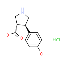 ChemSpider 2D Image | (3S,4R)-4-(4-Methoxyphenyl)-3-pyrrolidinecarboxylic acid hydrochloride (1:1) | C12H16ClNO3