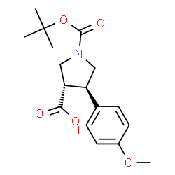 ChemSpider 2D Image | (3S,4R)-1-(tert-butoxycarbonyl)-4-(4-methoxyphenyl)pyrrolidine-3-carboxylic acid | C17H23NO5