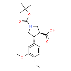 ChemSpider 2D Image | (3S,4R)-4-(3,4-Dimethoxyphenyl)-1-{[(2-methyl-2-propanyl)oxy]carbonyl}-3-pyrrolidinecarboxylic acid | C18H25NO6