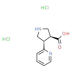 ChemSpider 2D Image | (3S,4S)-4-(2-Pyridinyl)-3-pyrrolidinecarboxylic acid dihydrochloride | C10H14Cl2N2O2