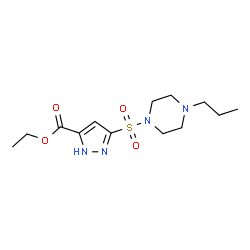 ChemSpider 2D Image | Ethyl 3-[(4-propyl-1-piperazinyl)sulfonyl]-1H-pyrazole-5-carboxylate | C13H22N4O4S