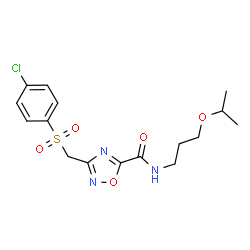 ChemSpider 2D Image | 3-{[(4-Chlorophenyl)sulfonyl]methyl}-N-(3-isopropoxypropyl)-1,2,4-oxadiazole-5-carboxamide | C16H20ClN3O5S