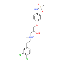 ChemSpider 2D Image | N-[2-(3,4-Dichlorophenyl)ethyl]-2-hydroxy-N-methyl-3-{4-[(methylsulfonyl)amino]phenoxy}-1-propanaminium | C19H25Cl2N2O4S