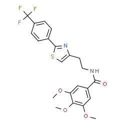 ChemSpider 2D Image | 3,4,5-Trimethoxy-N-(2-{2-[4-(trifluoromethyl)phenyl]-1,3-thiazol-4-yl}ethyl)benzamide | C22H21F3N2O4S