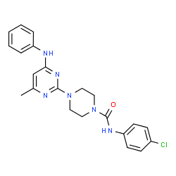 ChemSpider 2D Image | 4-(4-Anilino-6-methyl-2-pyrimidinyl)-N-(4-chlorophenyl)-1-piperazinecarboxamide | C22H23ClN6O