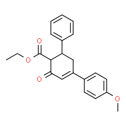 ChemSpider 2D Image | Ethyl 4-(4-methoxyphenyl)-2-oxo-6-phenyl-3-cyclohexene-1-carboxylate | C22H22O4
