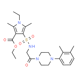 ChemSpider 2D Image | Ethyl 4-({2-[4-(2,3-dimethylphenyl)-1-piperazinyl]-2-oxoethyl}sulfamoyl)-1-ethyl-2,5-dimethyl-1H-pyrrole-3-carboxylate | C25H36N4O5S