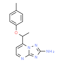 ChemSpider 2D Image | 7-[1-(4-Methylphenoxy)ethyl][1,2,4]triazolo[1,5-a]pyrimidin-2-amine | C14H15N5O