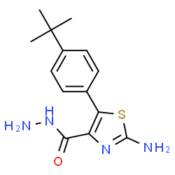 ChemSpider 2D Image | 2-Amino-5-[4-(2-methyl-2-propanyl)phenyl]-1,3-thiazole-4-carbohydrazide | C14H18N4OS