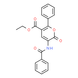 ChemSpider 2D Image | ethyl 3-benzamido-2-oxo-6-phenyl-2H-pyran-5-carboxylate | C21H17NO5