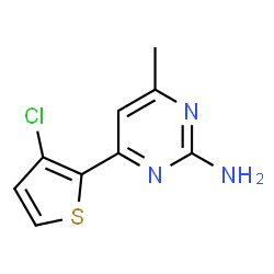 ChemSpider 2D Image | 4-(3-Chloro-2-thienyl)-6-methyl-2-pyrimidinamine | C9H8ClN3S