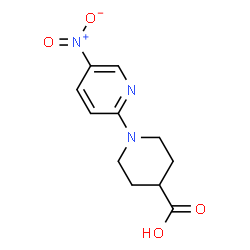 ChemSpider 2D Image | 1-(5-Nitro-2-pyridinyl)-4-piperidinecarboxylic acid | C11H13N3O4