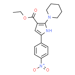 ChemSpider 2D Image | Ethyl 5-(4-nitrophenyl)-2-(1-piperidinyl)-1H-pyrrole-3-carboxylate | C18H21N3O4