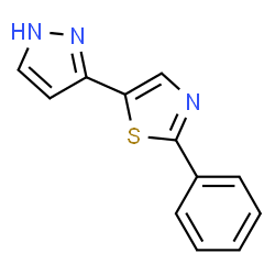 ChemSpider 2D Image | 2-phenyl-5-(1H-pyrazol-3-yl)thiazole | C12H9N3S