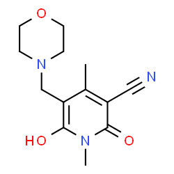 ChemSpider 2D Image | 6-hydroxy-1,4-dimethyl-5-(morpholinomethyl)-2-oxo-1,2-dihydropyridine-3-carbonitrile | C13H17N3O3