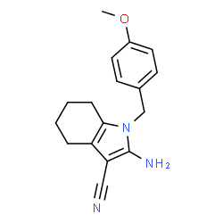 ChemSpider 2D Image | 2-Amino-1-(4-methoxybenzyl)-4,5,6,7-tetrahydro-1H-indole-3-carbonitrile | C17H19N3O