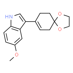 ChemSpider 2D Image | 3-(1,4-Dioxaspiro[4.5]dec-7-en-8-yl)-5-methoxy-1H-indole | C17H19NO3