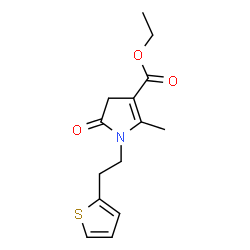 ChemSpider 2D Image | Ethyl 2-methyl-5-oxo-1-[2-(2-thienyl)ethyl]-4,5-dihydro-1H-pyrrole-3-carboxylate | C14H17NO3S