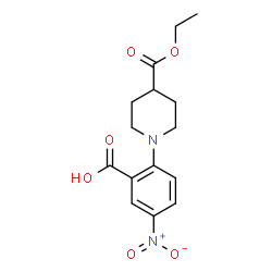 ChemSpider 2D Image | 2-[4-(Ethoxycarbonyl)-1-piperidinyl]-5-nitrobenzoic acid | C15H18N2O6