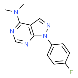 ChemSpider 2D Image | 1-(4-Fluorophenyl)-N,N-dimethyl-1H-pyrazolo[3,4-d]pyrimidin-4-amine | C13H12FN5