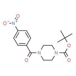 ChemSpider 2D Image | 1,1-Dimethylethyl 4-(4-nitrobenzoyl)-1-piperazinecarboxylate | C16H21N3O5
