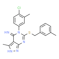 ChemSpider 2D Image | 5-(4-Chloro-3-methylphenyl)-3-methyl-6-[(3-methylbenzyl)sulfanyl]-2,5-dihydro-4H-pyrazolo[3,4-d]pyrimidin-4-imine | C21H20ClN5S