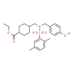 ChemSpider 2D Image | Ethyl 4-({[(2,5-dimethylphenyl)sulfonyl](4-methoxybenzyl)amino}methyl)cyclohexanecarboxylate | C26H35NO5S