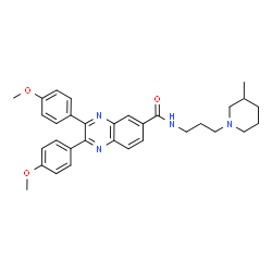 ChemSpider 2D Image | 2,3-Bis(4-methoxyphenyl)-N-[3-(3-methyl-1-piperidinyl)propyl]-6-quinoxalinecarboxamide | C32H36N4O3