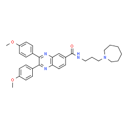 ChemSpider 2D Image | N-[3-(1-Azepanyl)propyl]-2,3-bis(4-methoxyphenyl)-6-quinoxalinecarboxamide | C32H36N4O3