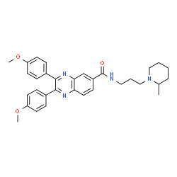 ChemSpider 2D Image | 2,3-Bis(4-methoxyphenyl)-N-[3-(2-methyl-1-piperidinyl)propyl]-6-quinoxalinecarboxamide | C32H36N4O3