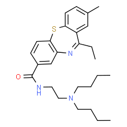 ChemSpider 2D Image | N-[2-(Dibutylamino)ethyl]-11-ethyl-2-methyldibenzo[b,f][1,4]thiazepine-8-carboxamide | C27H37N3OS