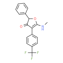 ChemSpider 2D Image | 5-(Methylamino)-2-phenyl-4-[4-(trifluoromethyl)phenyl]-3(2H)-furanone | C18H14F3NO2