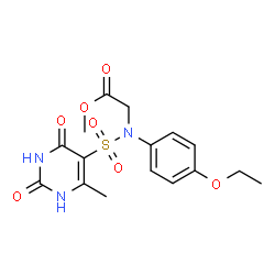 ChemSpider 2D Image | Methyl N-(4-ethoxyphenyl)-N-[(6-methyl-2,4-dioxo-1,2,3,4-tetrahydro-5-pyrimidinyl)sulfonyl]glycinate | C16H19N3O7S