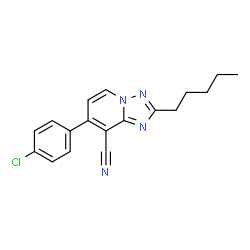 ChemSpider 2D Image | 7-(4-Chlorophenyl)-2-pentyl[1,2,4]triazolo[1,5-a]pyridine-8-carbonitrile | C18H17ClN4