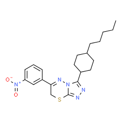 ChemSpider 2D Image | 6-(3-Nitrophenyl)-3-(4-pentylcyclohexyl)-7H-[1,2,4]triazolo[3,4-b][1,3,4]thiadiazine | C21H27N5O2S