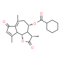 ChemSpider 2D Image | (3S,4S,9bR)-3,6,9-Trimethyl-2,7-dioxo-2,3,3a,4,5,7,9a,9b-octahydroazuleno[4,5-b]furan-4-yl cyclohexanecarboxylate | C22H28O5
