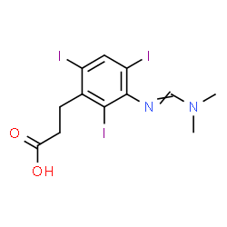 ChemSpider 2D Image | 2,4,6-Triiodo-3-((dimethylaminomethylene)amino)hydrocinnamic acid | C12H13I3N2O2
